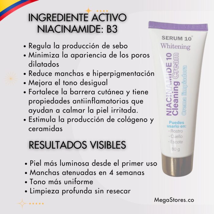 Crema Limpiadora Blanqueadora con Niacinamida 10  🎁 ¡APROVECHA AHORA! 🎉 - Imagen 2